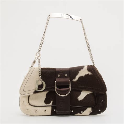 dior cow print bag|Dior black and white bag.